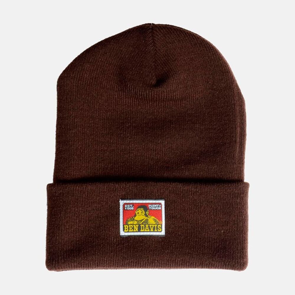 Ben Davis Unisex Beanie Acrylic Cuffed Double Layered Knit Hat Cap Brown